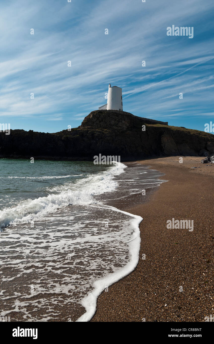 Der alte Leuchtturm Porth Twr-Mawr auf Llanddwyn Insel Anglesey North Wales Stockfoto