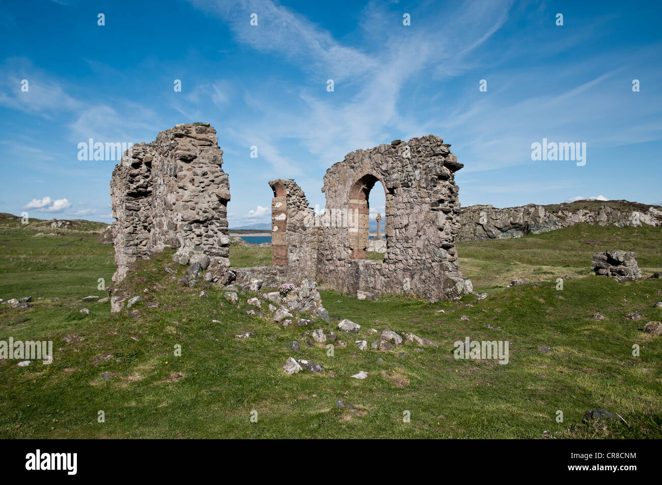 Die Kirche St Dwynwen auf Llanddwyn Insel Anglesey Nordwales Stockfoto