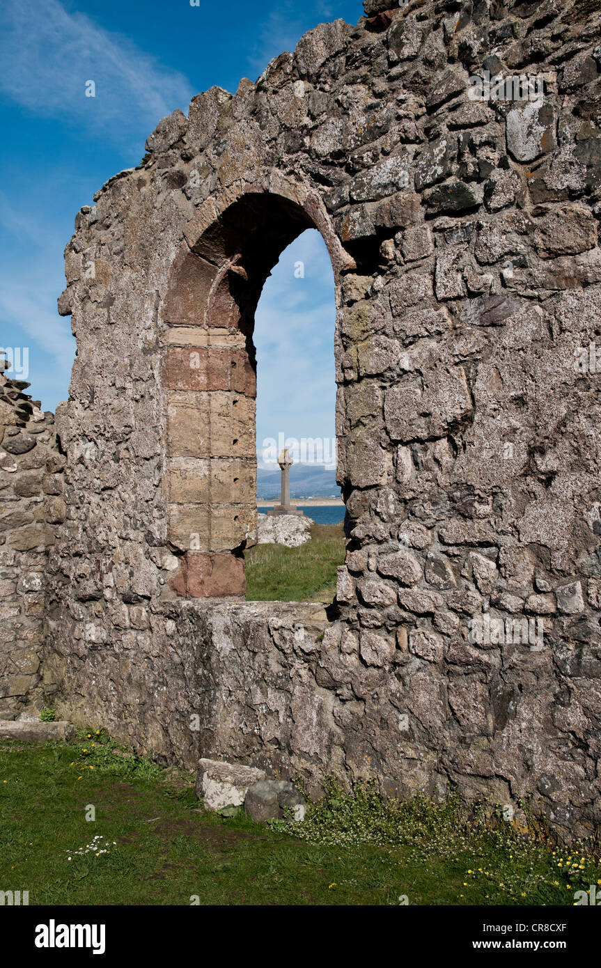 Die Kirche St Dwynwen auf Llanddwyn Insel Anglesey Nordwales Stockfoto