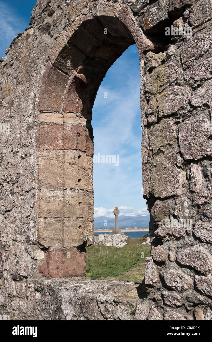 Die Kirche St Dwynwen auf Llanddwyn Insel Anglesey Nordwales Stockfoto