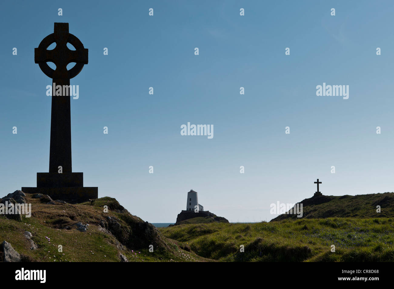 Keltenkreuz auf Llanddwyn Insel Anglesey North Wales Stockfoto
