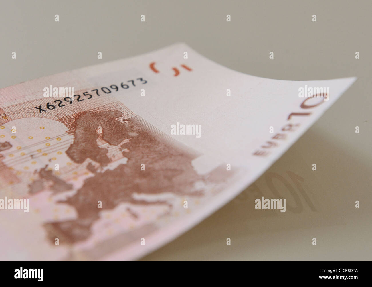 Deutsche 10 Euro-Banknote mit der Seriennummer X Stockfoto