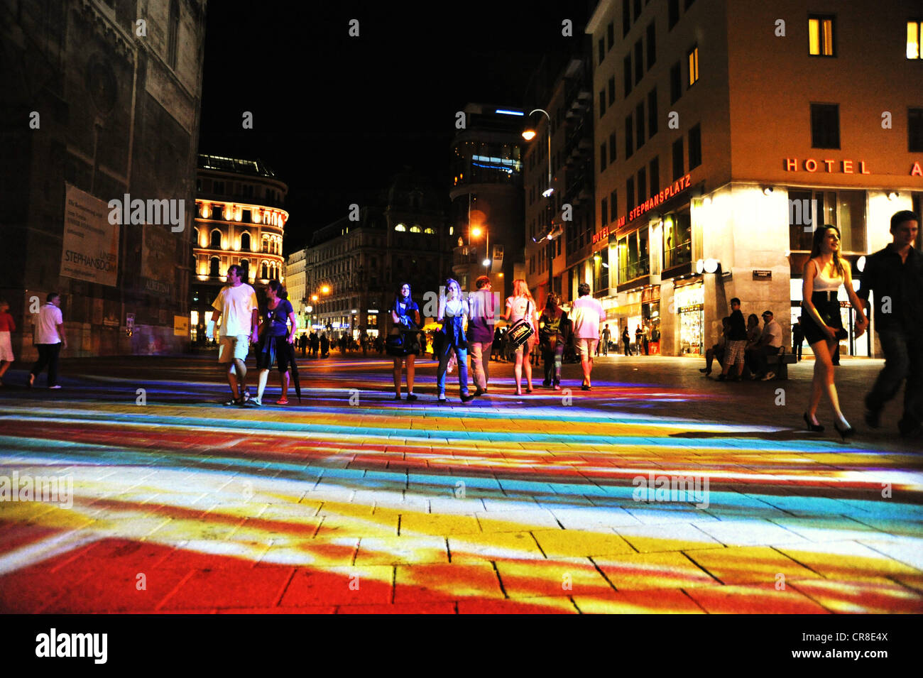 Stephansplatz quadratisch, 1. Bezirk von Wien bei Nacht, Vienna, Austria, Europe Stockfoto
