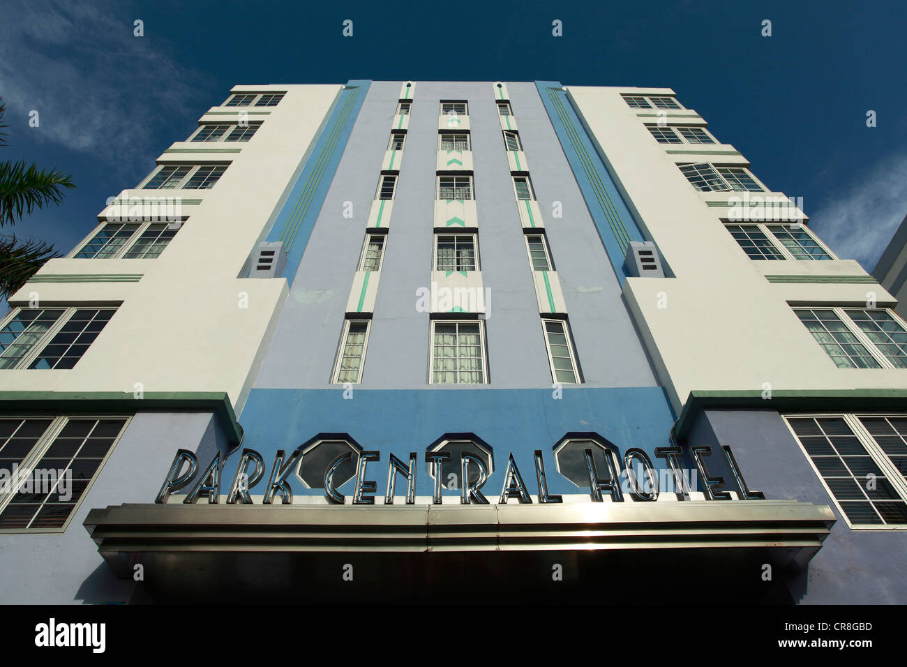 Die Art-Deco-Bereich von Miami, South Beach Park Central Hotel Stockfoto