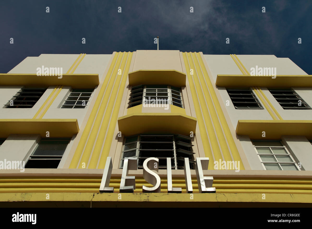 Die Art-Deco-Bereich von Miami, South Beach, Hotel Lesley Stockfoto
