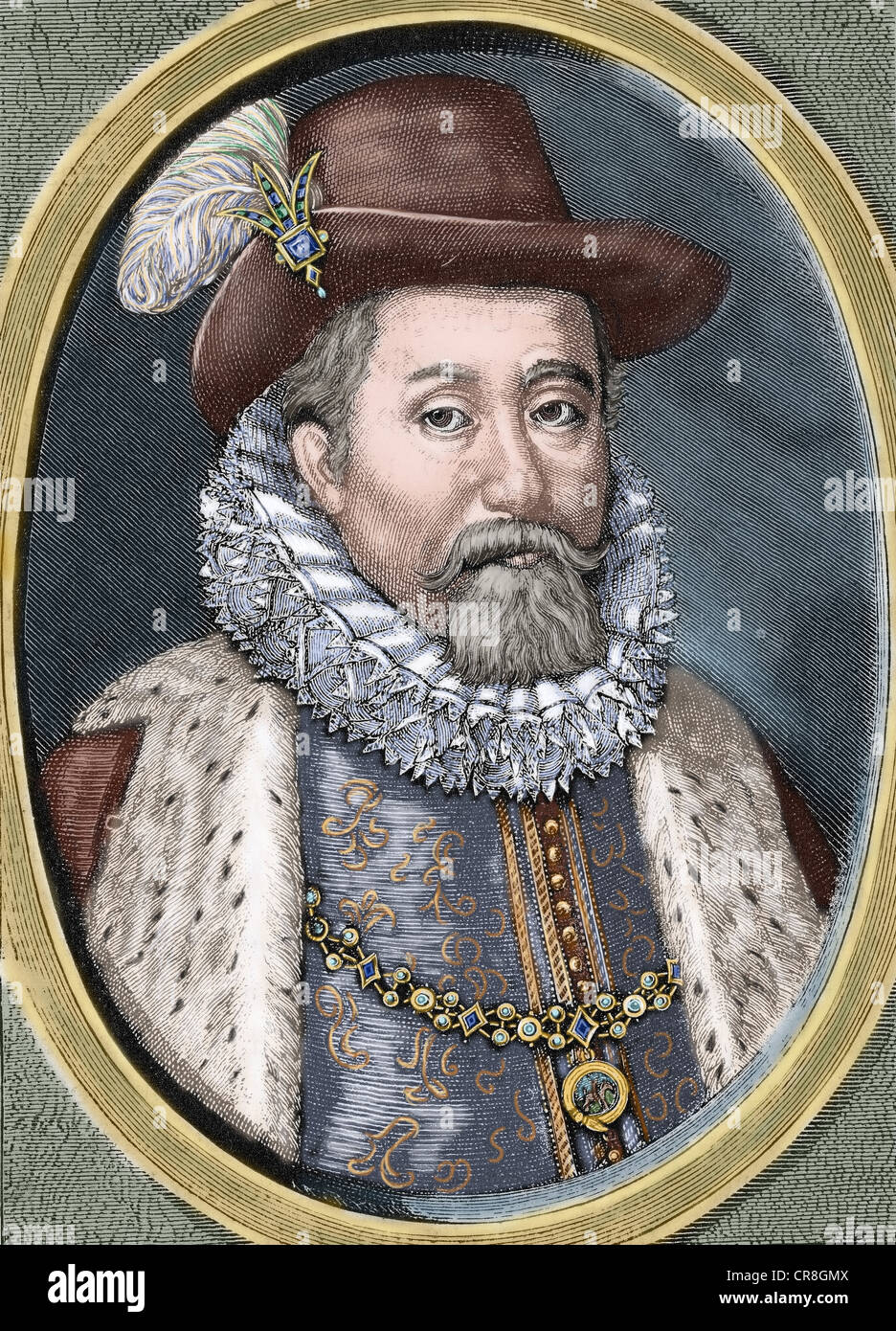 James VI und ich (1566-1625). König der Schotten als Jakob VI. von 1567 und König von England und Irland als James I von 1603. Stockfoto