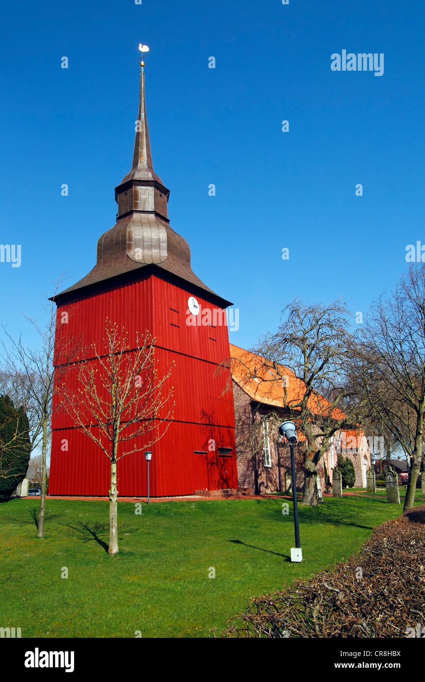 Historische Kirche St. Nikolaus-Kirche, Wilstermarsch, Unterelbe, Brokdorf, Elbe Sümpfe, Kreis Steinburg Bezirk Stockfoto