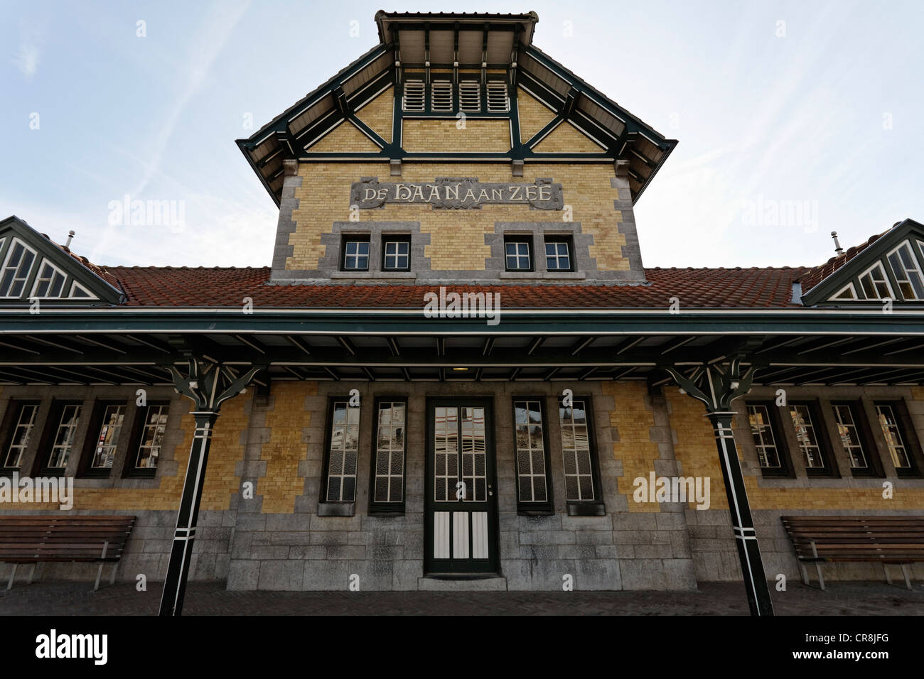 Tram-Station gebaut im Jugendstil, De Haan, West-Flandern, Belgien, Europa Stockfoto