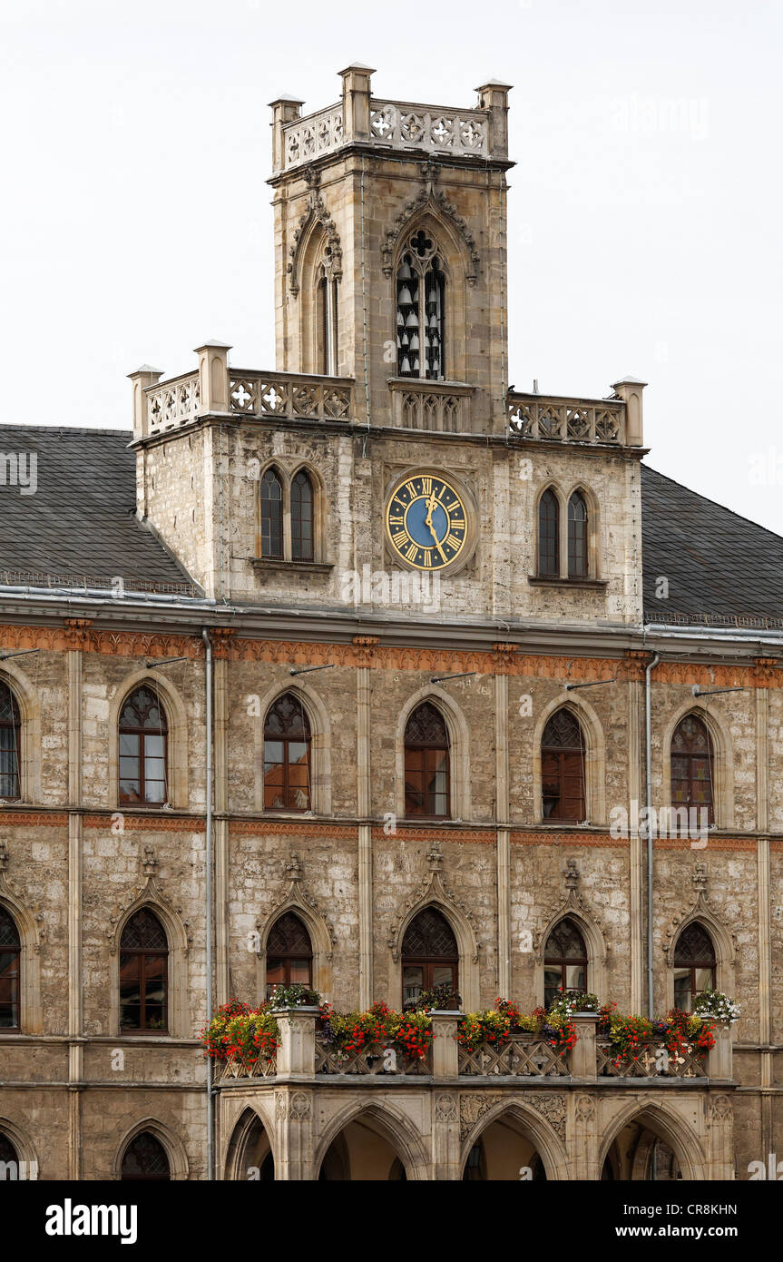 Neo-gotische Rathaus in Weimar, Thüringen, Deutschland, Europa Stockfoto