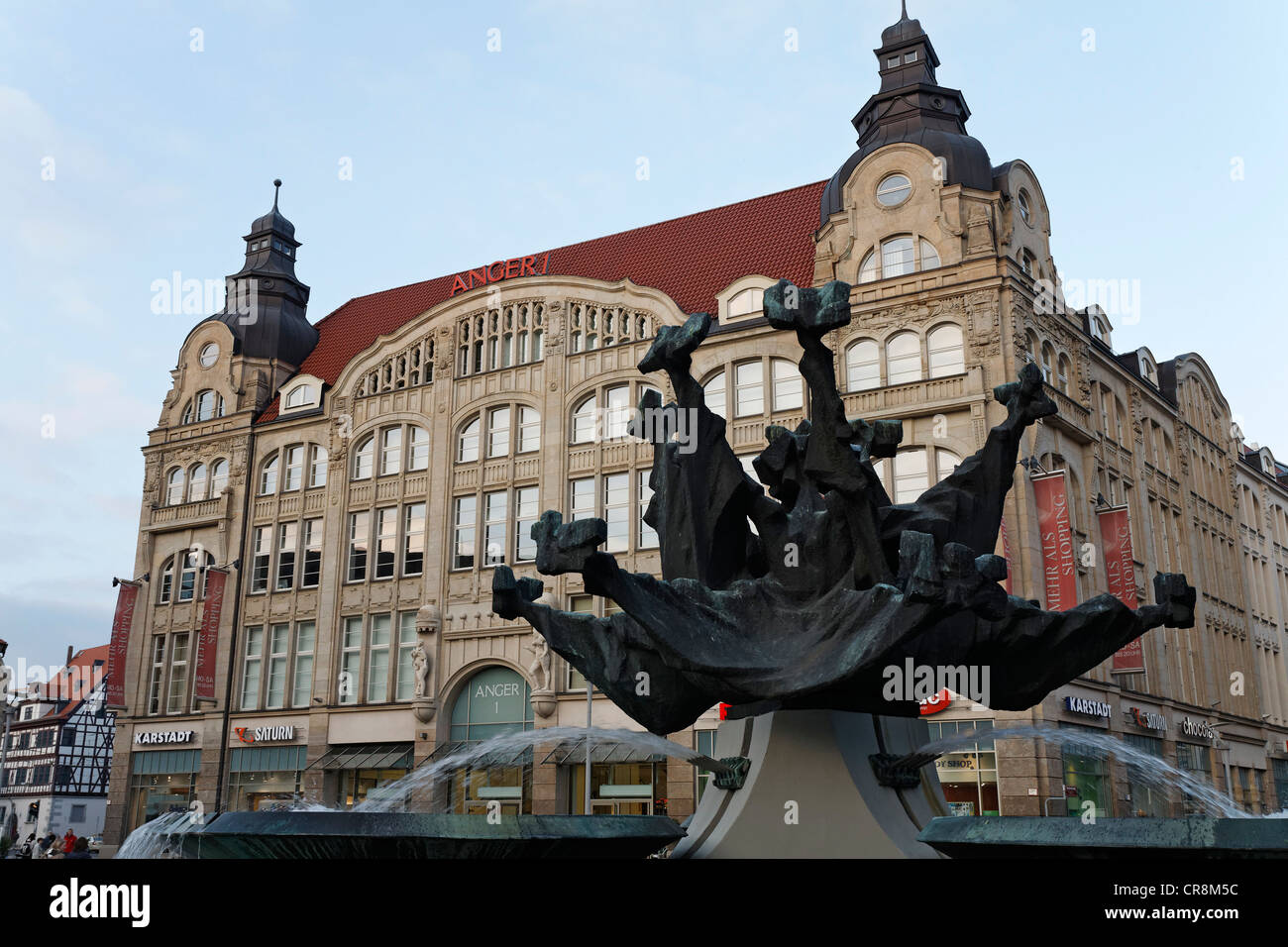 Brunnen vor dem Anger 1 Shopping-Mall, Erfurt, Thüringen, Deutschland, Europa Stockfoto