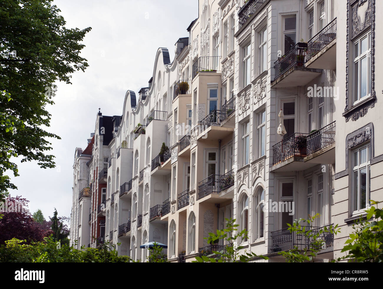 Hausfassaden im noblen Eppendorf Bezirk, Hamburg, Deutschland, Europa Stockfoto