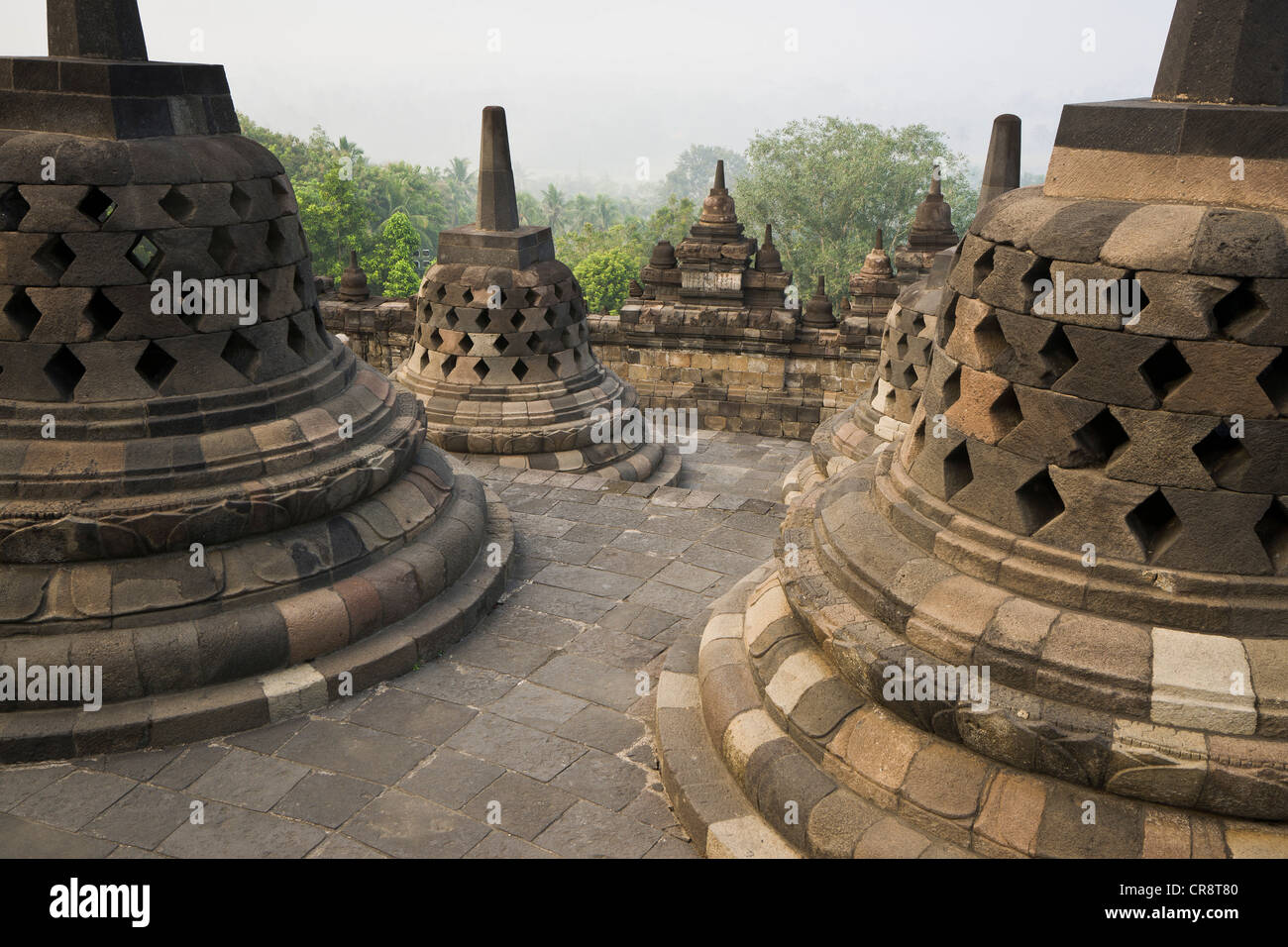 Stupas, buddhistische Tempel Borobudur, Borobudur, Java, Indonesien, Südostasien, Asien Stockfoto