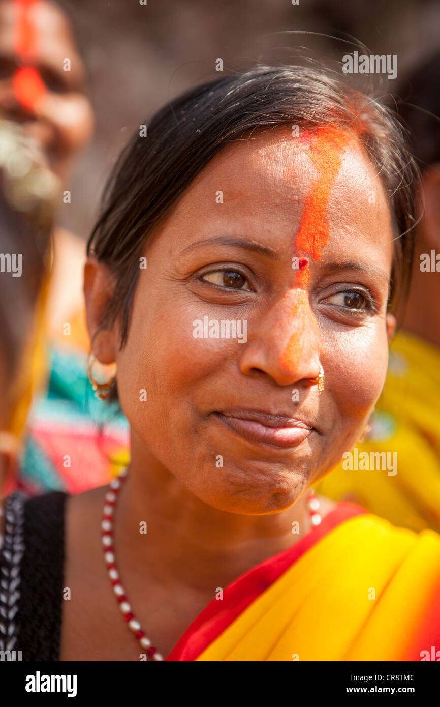 Porträt der indischen Frau, Dungeshwari Cave(Mahakala caves), Bodhgaya, Bihar, Indien Stockfoto