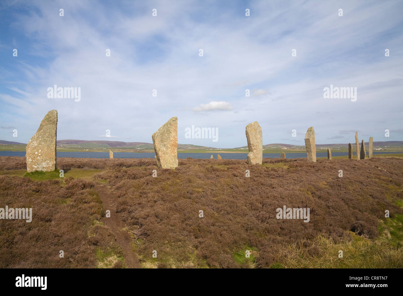 Orkney-Inseln West Festland kann Ring of Brodgar neolithischen Henge Steinkreis Stockfoto