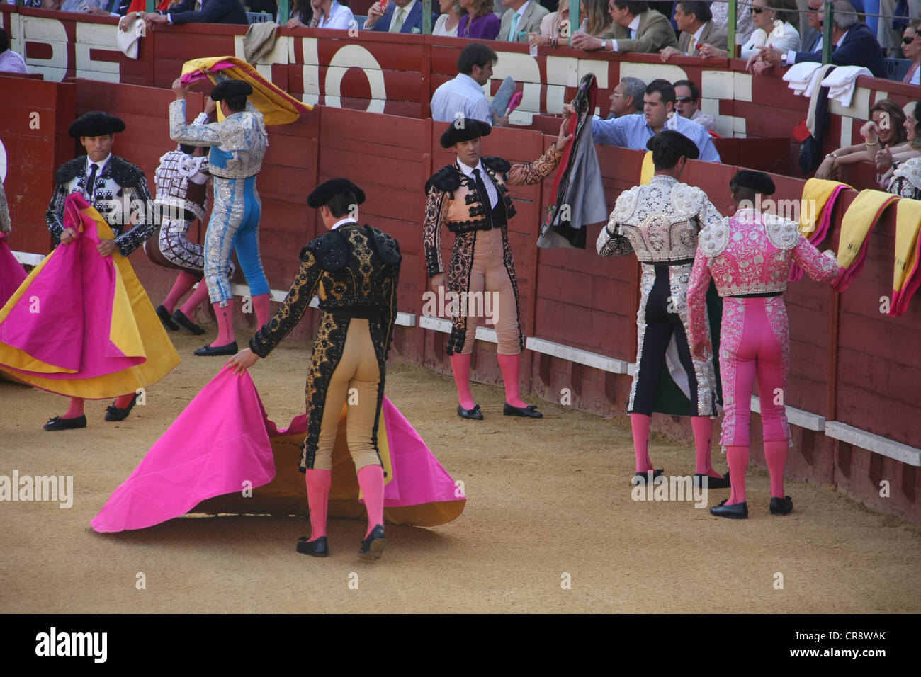 Matadore beim Stierkampf in Jerez in Spanien Stockfoto