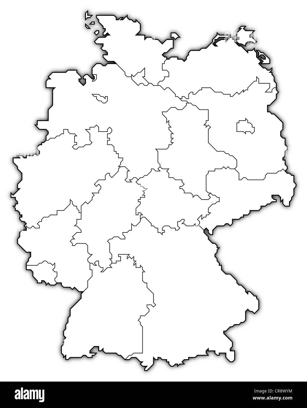 Politische Karte von Deutschland mit den verschiedenen Staaten. Stockfoto