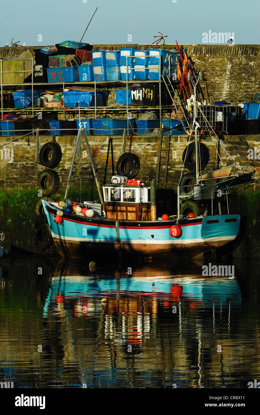 Mevagissey Cornwall Hafen Boote Porträt Stockfoto