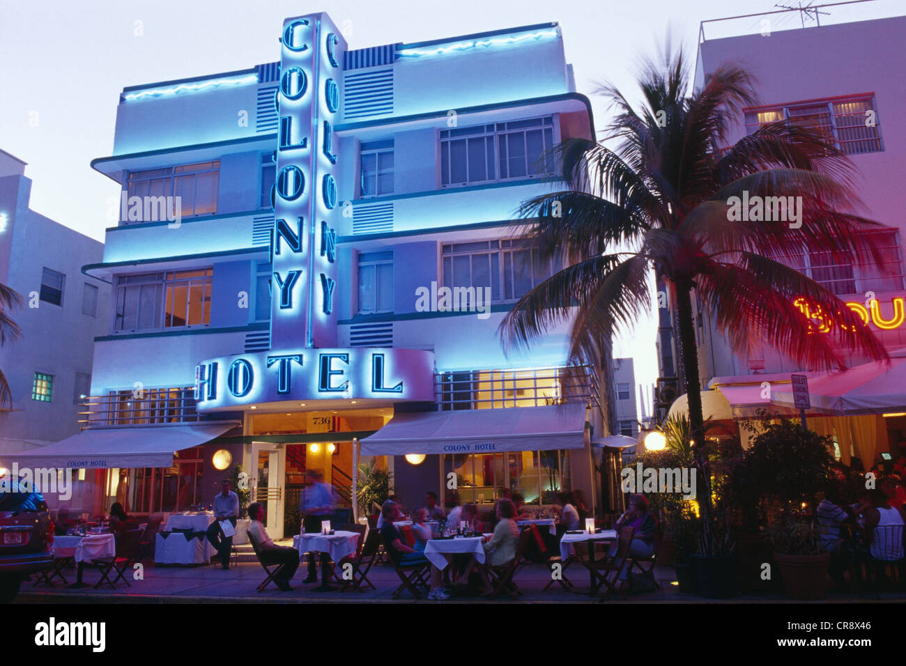 Colony Hotel am Ocean Drive, Miami Beach, Miami, Florida, USA Stockfoto