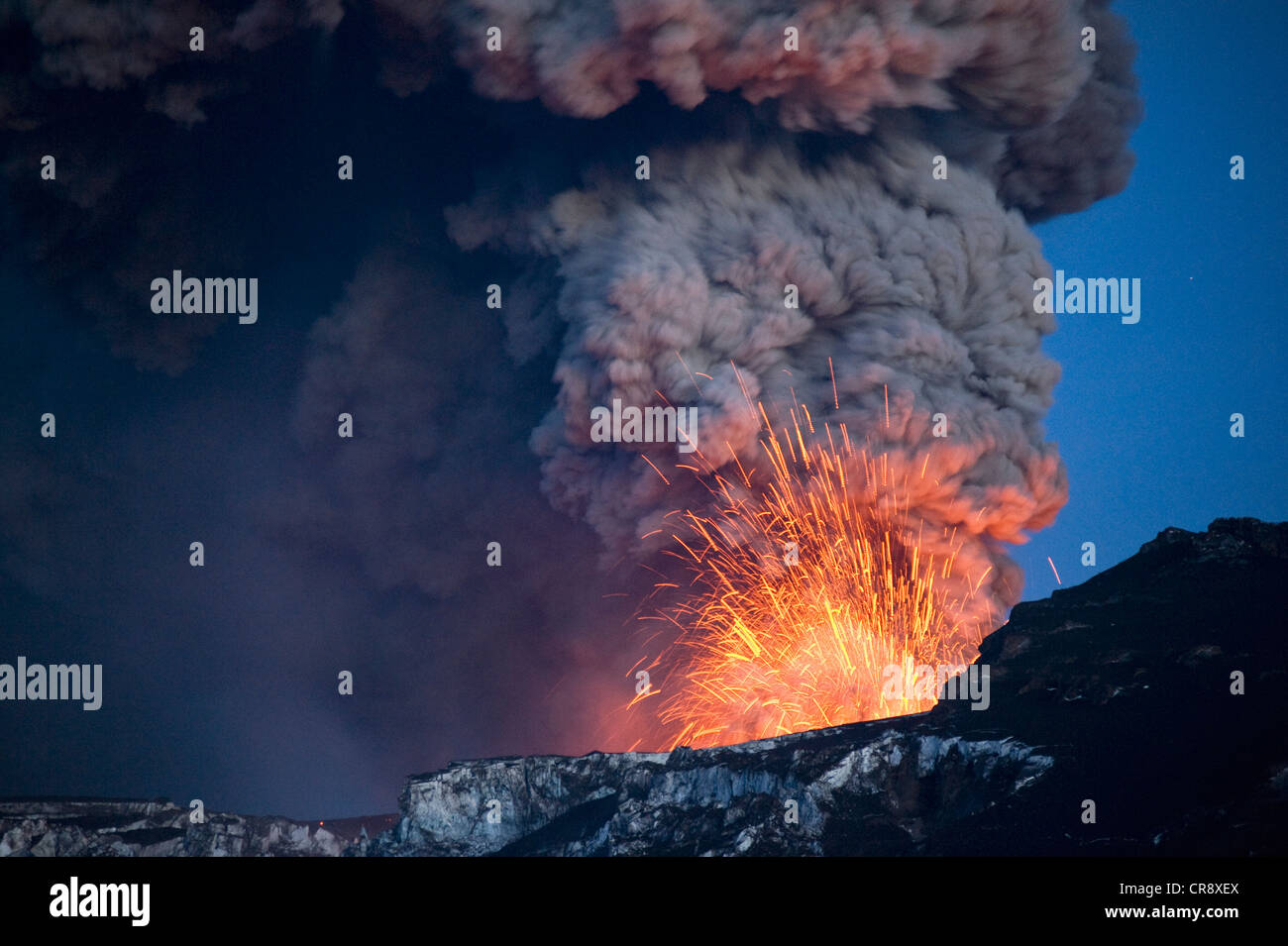 Vulkan Eyjafjallajoekull, Eruption, Island, Europa Stockfoto