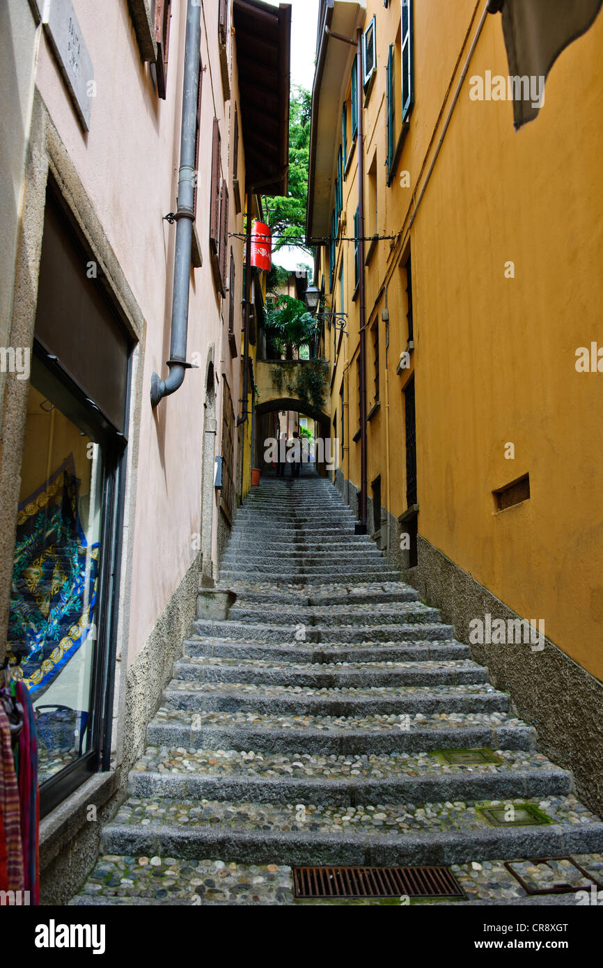 Bellagio, See überqueren, Hotels, Restaurants auf der Vorderseite zurück Straßen, Geschäfte, Blick auf den See, Gärten, Comer See, italienische Seen, Italien Stockfoto