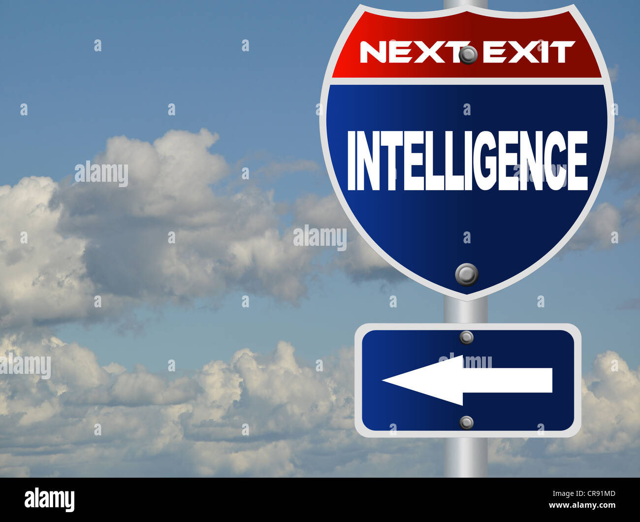 Intelligenz-Straßenschild Stockfoto