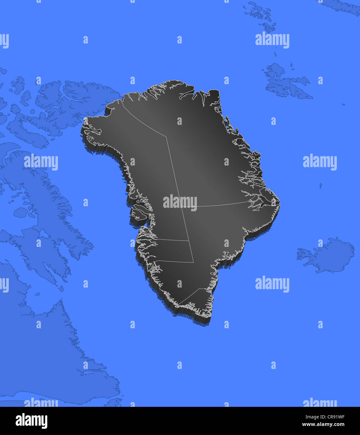 Politische Karte von Grönland mit mehreren Gemeinden Stockfotografie Alamy
