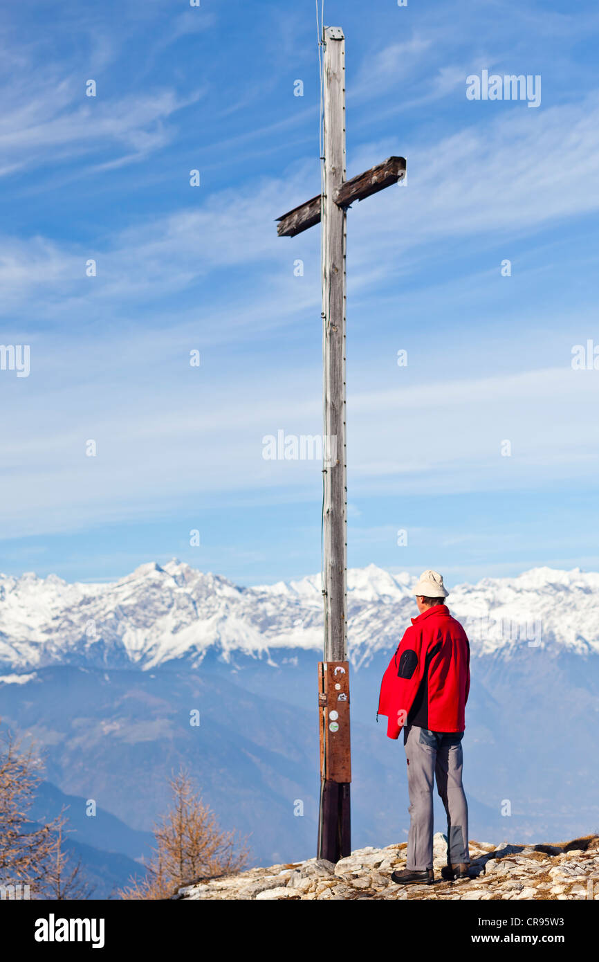 Blick vom Gantkofel Berg in Richtung der Meraner Berge, Mendel Ridge, Alto Adige, Italien, Europa Stockfoto