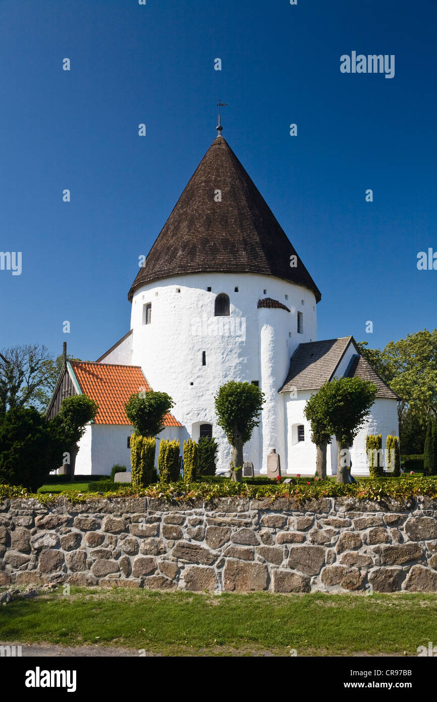 Rundkirche Sankt Ols Kirke in der Nähe von Olsker, Bornholm, Dänemark, Europa Stockfoto