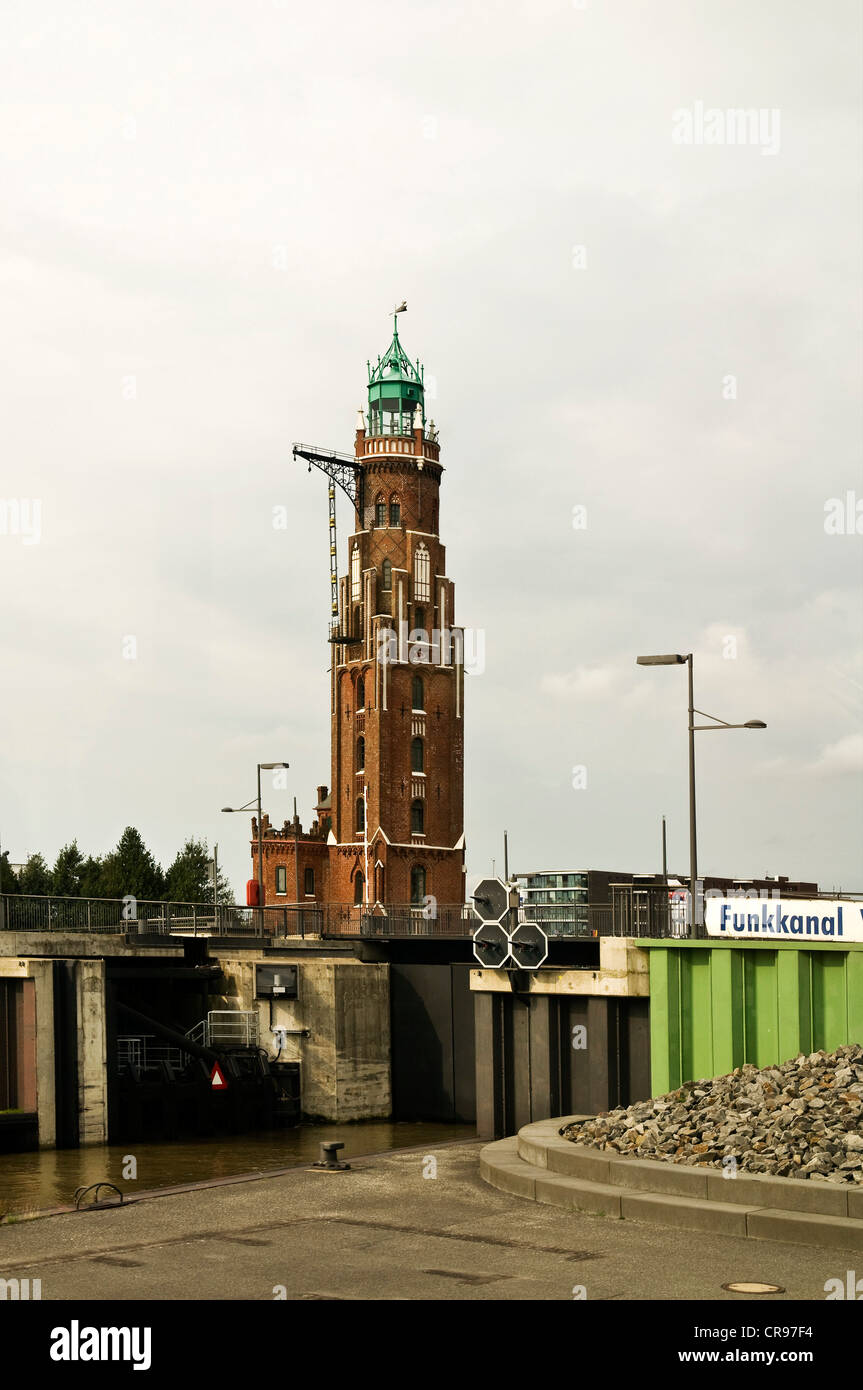 Gröberen Leuchtturm Bremerhaven Leuchtturm, gebaut im Jahre 1854, im Stadtteil Havenwelten, Bremerhaven, Bremen, Deutschland, Europa Stockfoto