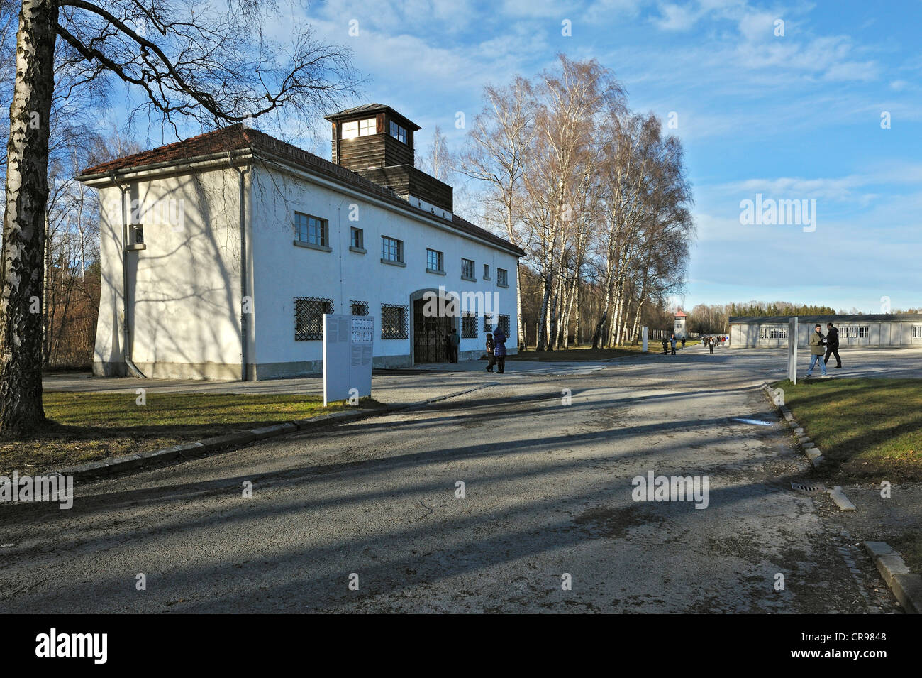 Jourhaus, der Eingang zum Campingplatz, KZ Dachau, Dachau, in der Nähe von  München, Bayern, Deutschland, Europa Stockfotografie - Alamy