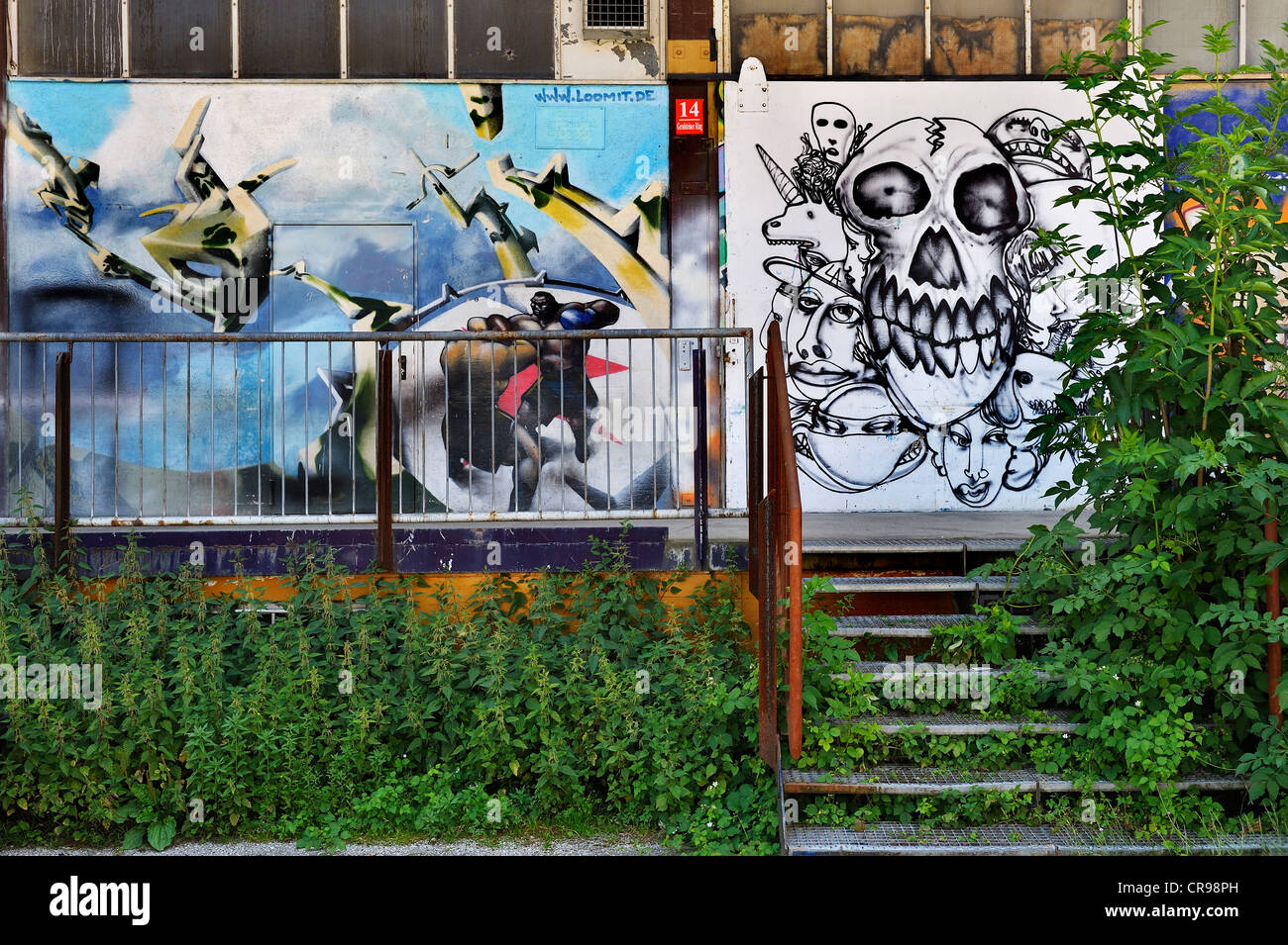 Graffiti, gegenüber dem Theater-Halle 7, Gerolsteiner Ring, München, Bayern, Deutschland, Europa, PublicGround Stockfoto
