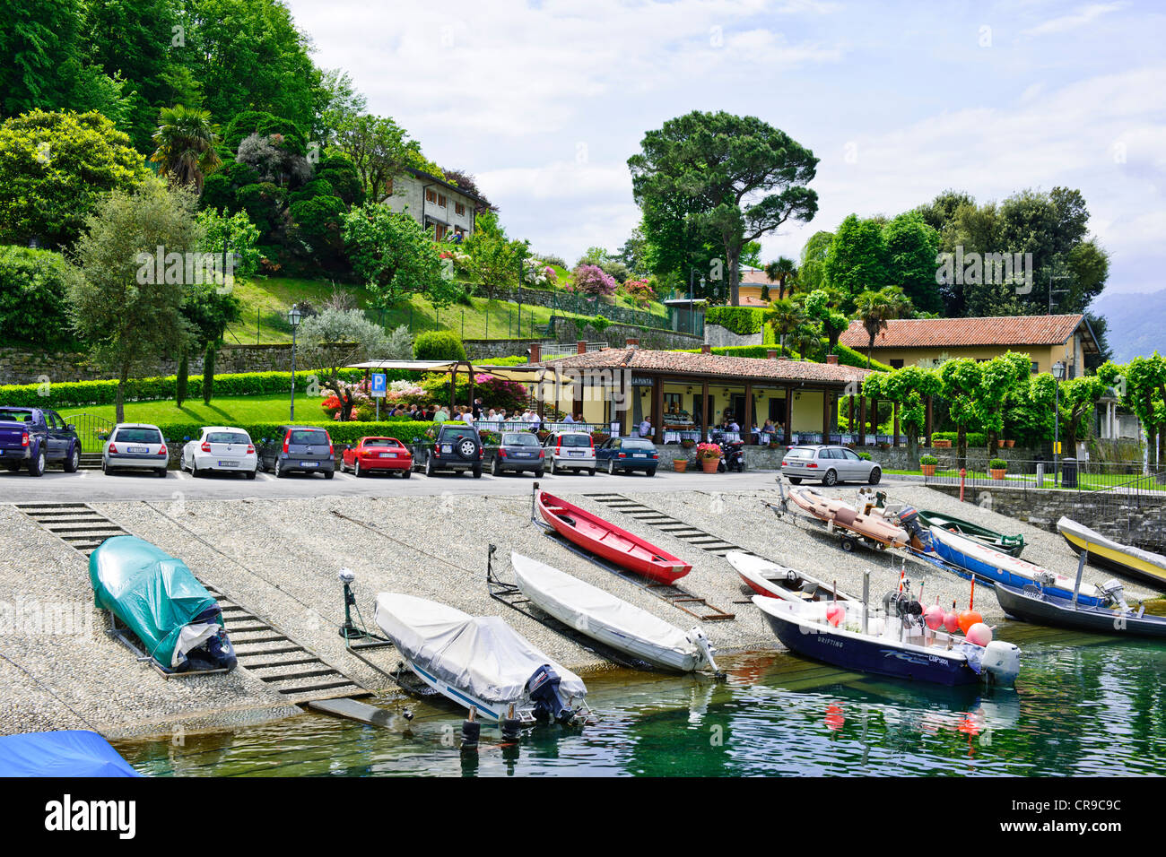 Bellagio, See überqueren, Hotels, Restaurants auf der Vorderseite zurück Straßen, Geschäfte, Blick auf den See, Gärten, Comer See, italienische Seen, Italien Stockfoto