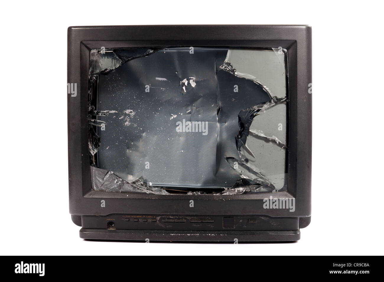 Alte TV mit gebrochenen Bildschirm Stockfoto