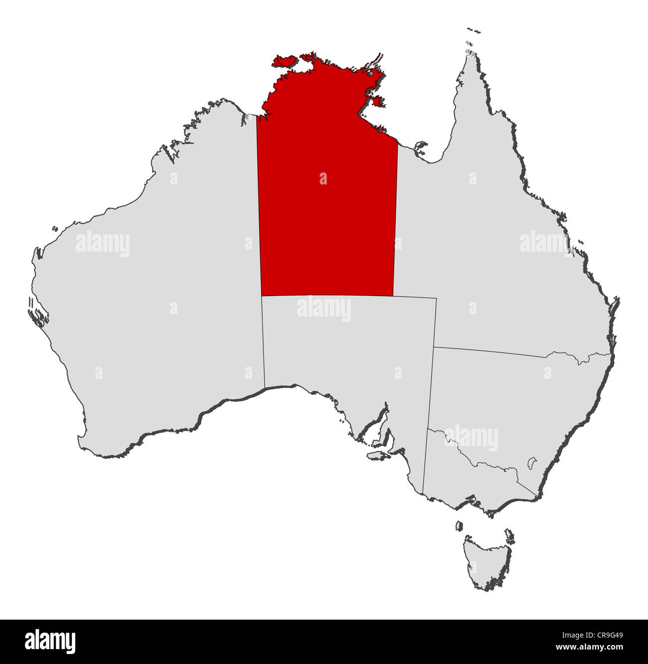 Politische Karte von Australien mit den mehrere Staaten ...