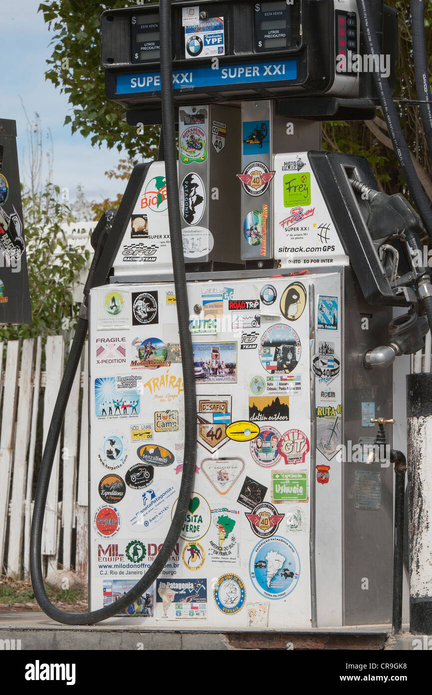 Tankstelle mit kein Benzin für Verkauf häufiges Problem bei langen Reisen Entfernungen Santa Cruz Provinz argentinischen Patagonien Stockfoto