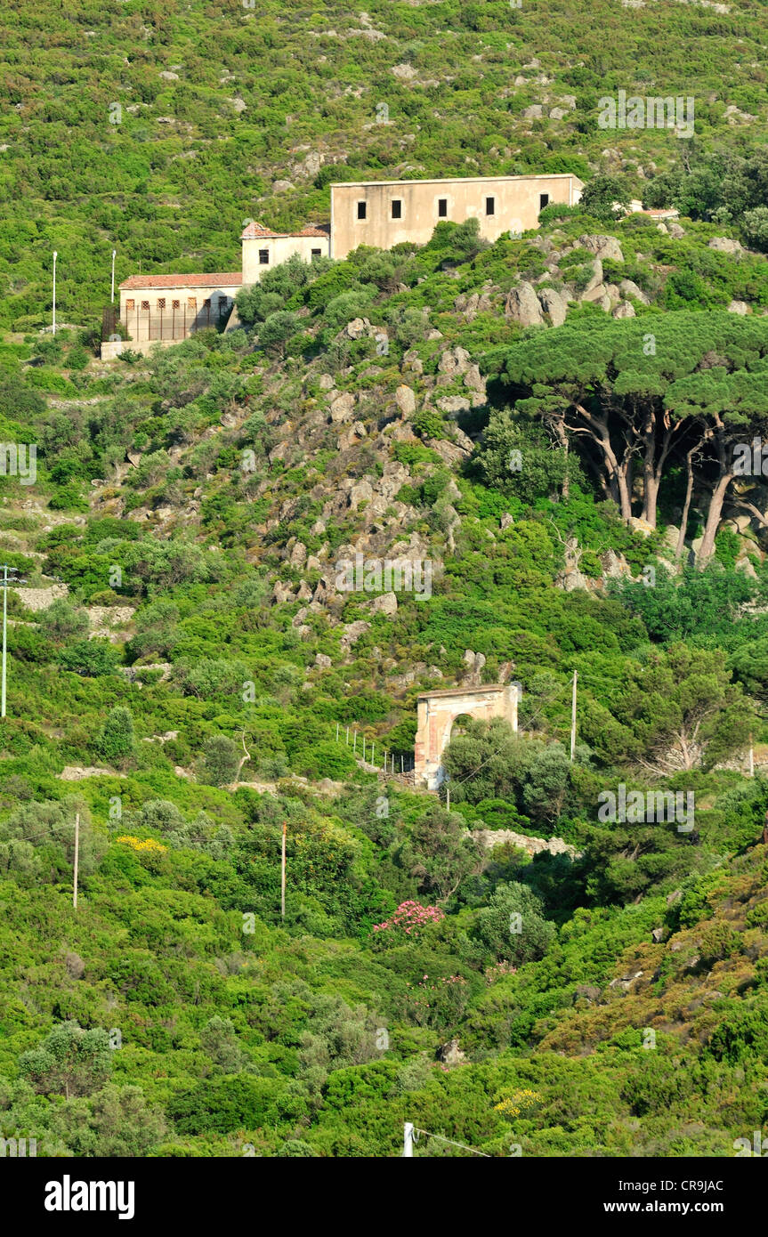 Alten Gefängnis-Bereich in der Capraia Insel, Toskana, Italien, Europa Stockfoto