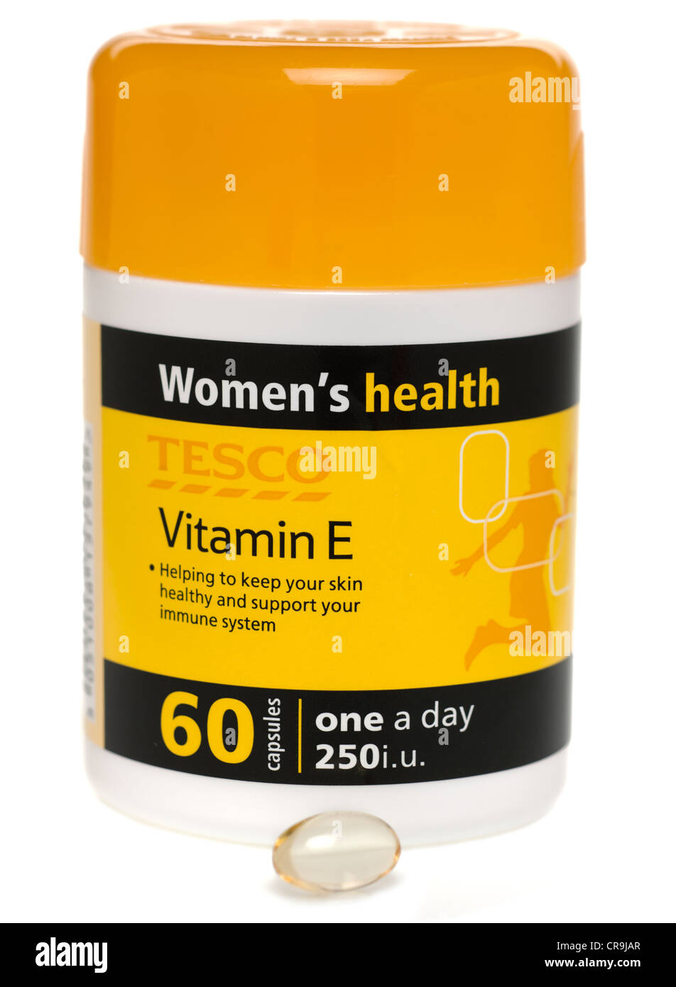Behälter mit Vitami E "Kapseln" Womens Health von Tesco Stockfoto