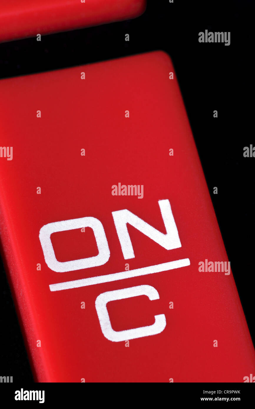 Eine Nahaufnahme einer ein- / klar Schaltfläche. Stockfoto