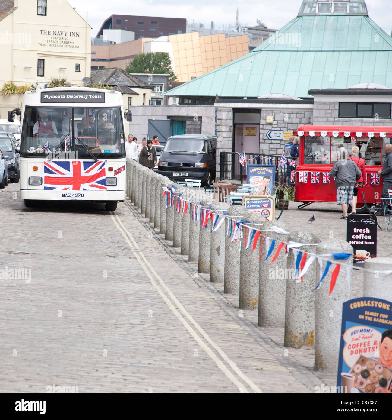 Alte Mode-Plymouth-Tour-Bus. Stockfoto