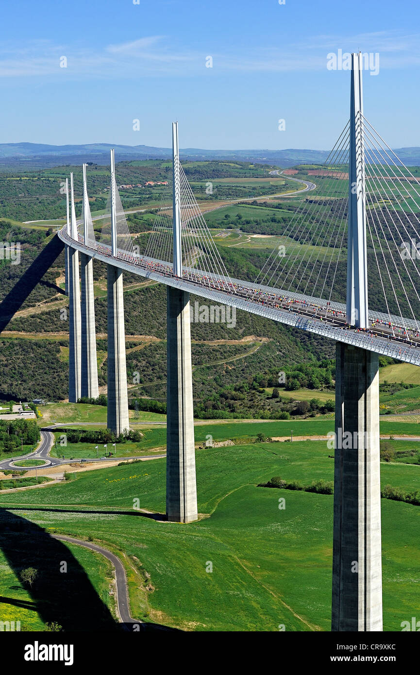 Brücke Viadukt von Millau, Frankreich. Stockfoto