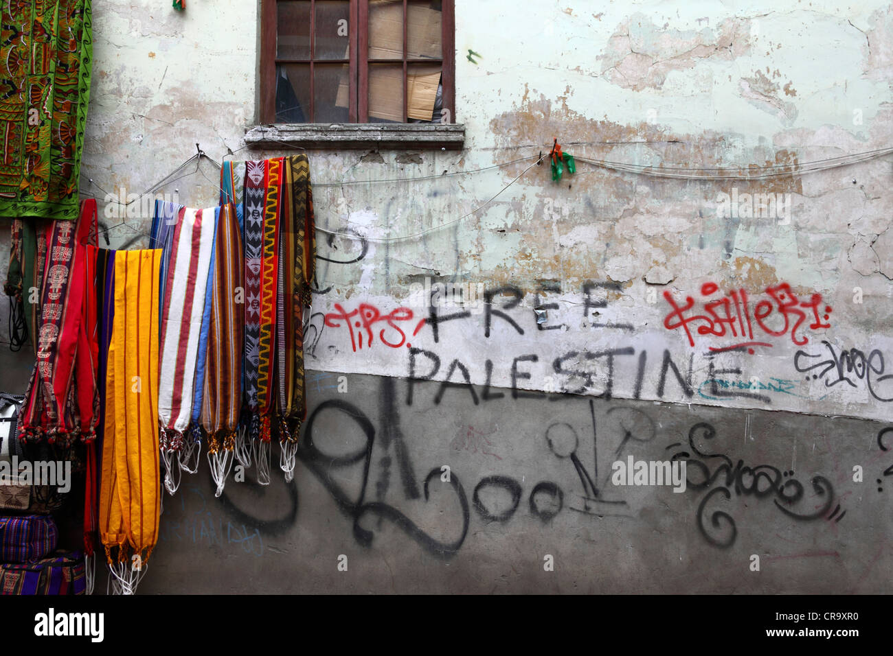 Freie Palästina Graffiti auf einer Straße im Touristenzentrum in La Paz, Bolivien Stockfoto