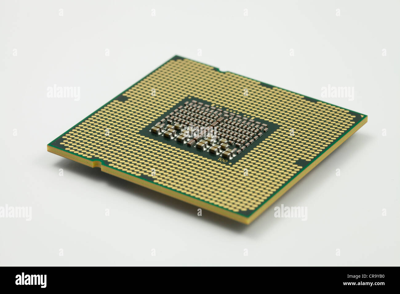 Nahaufnahme eines Xeon CPU-Chips auf einem weißen Hintergrund Stockfoto