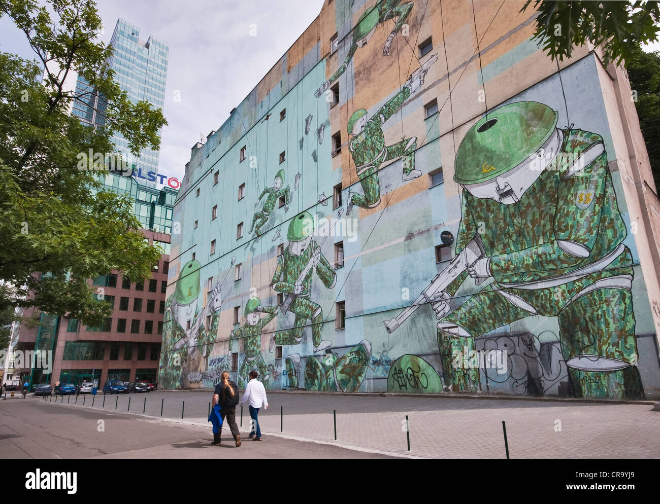 Anti-Kriegs-Wandbild in Warschau, Polen Stockfoto