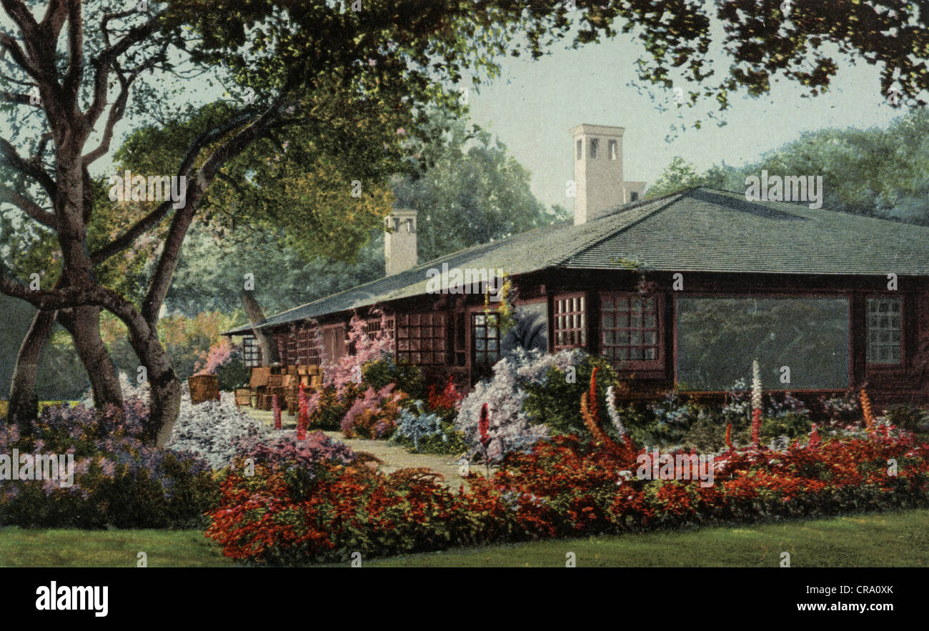 Japanisch beeinflusst California Bungalow & Gärten Stockfoto