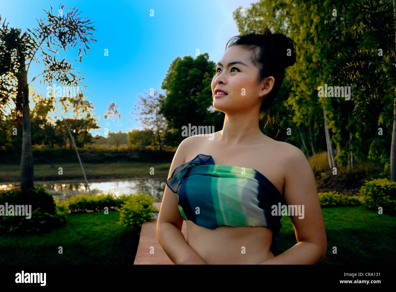 Porträt von einem Thai-Mädchen in einem Resort in Udon am 20.01.2012 in Udonthani Thailand Stockfoto