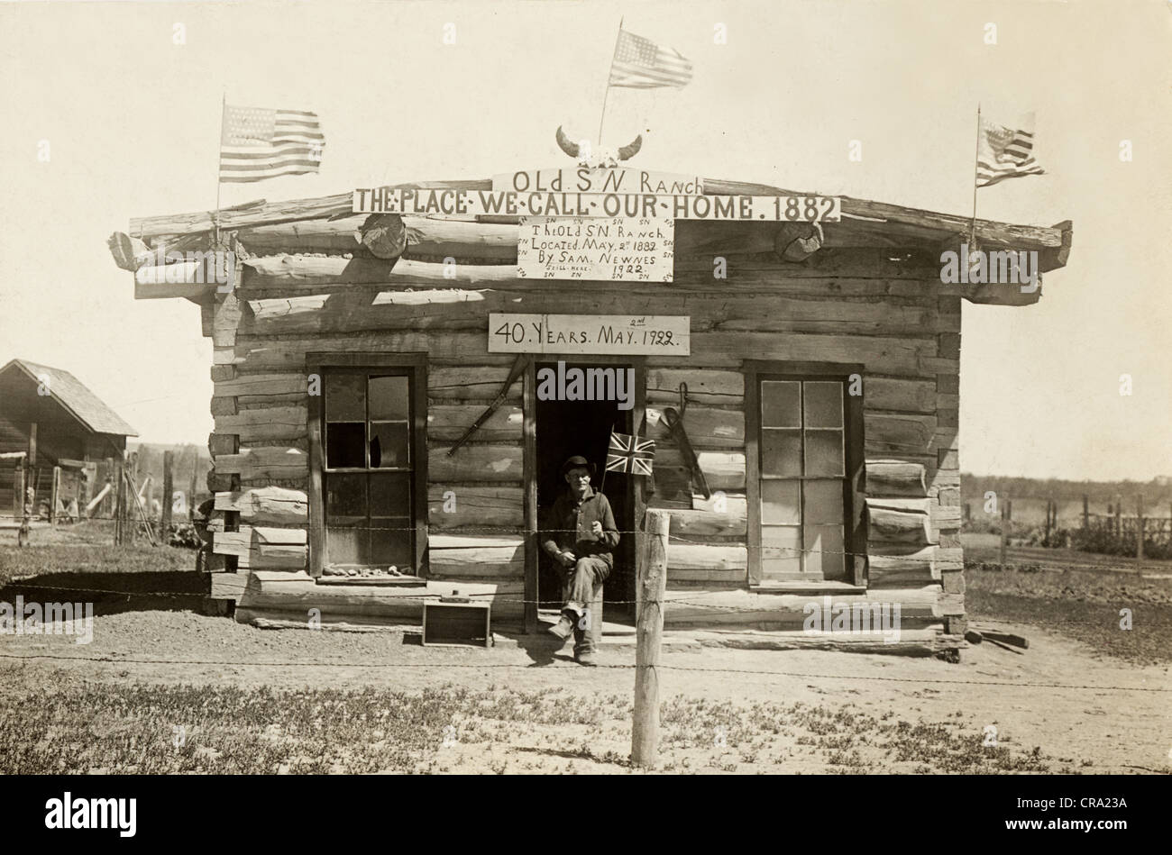 Expatriate Brite in Rohöl Oklahoma Blockhütte Stockfoto