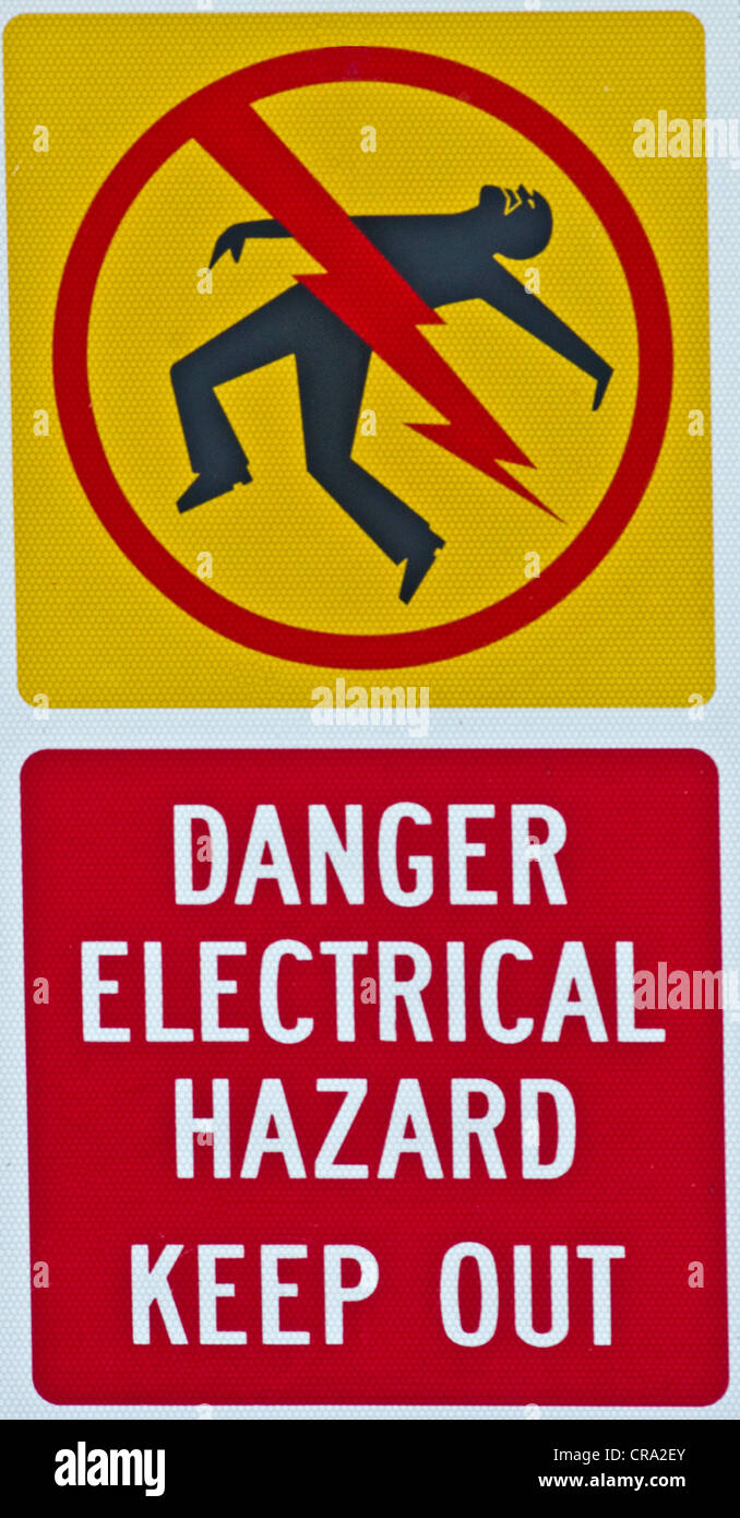 elektrische Gefahr Zeichen Stockfoto