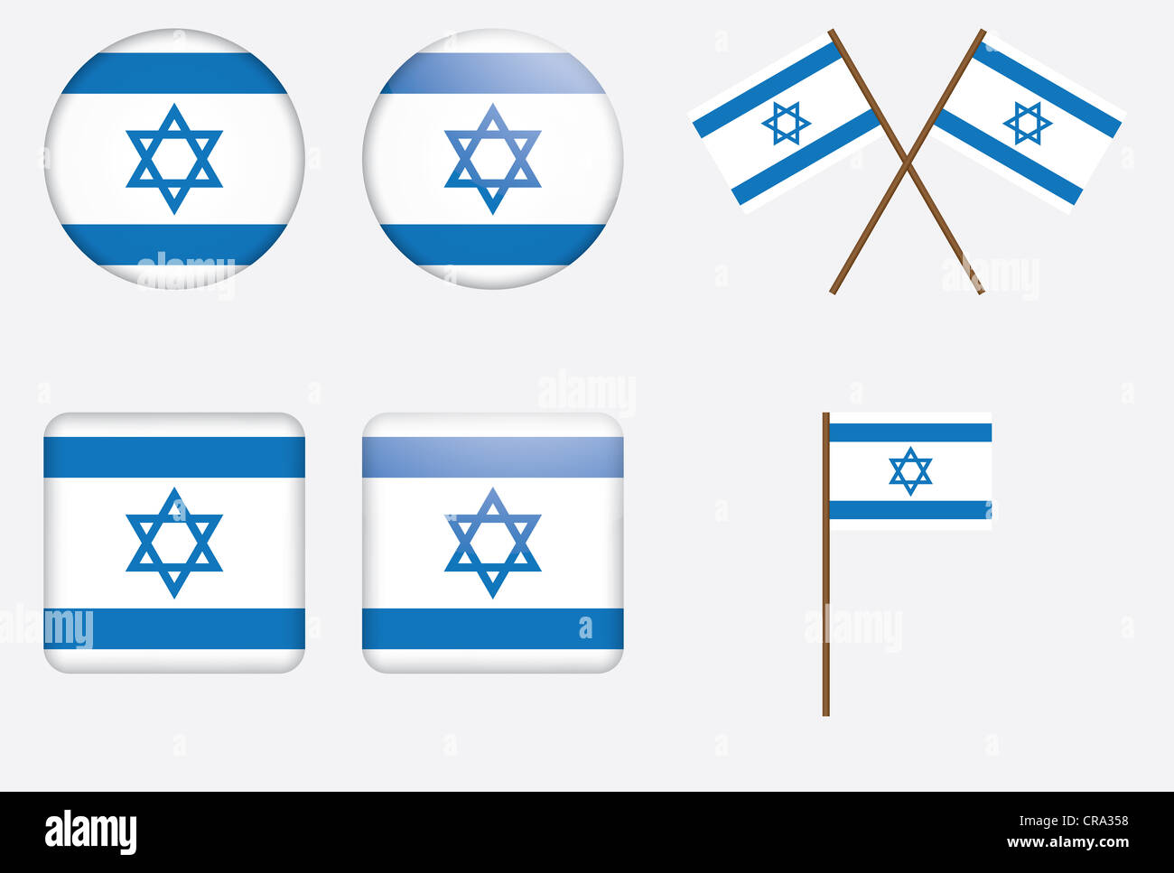 Satz von Abzeichen mit Flagge Israel Illustration Stockfoto