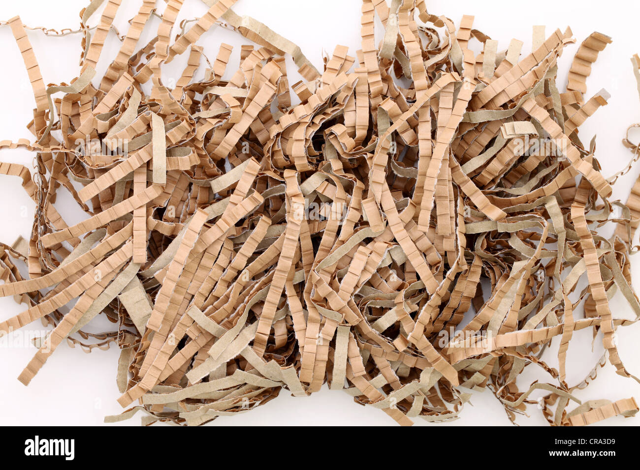 Braune Papierschnitzel Verpackungsmaterial Stockfoto