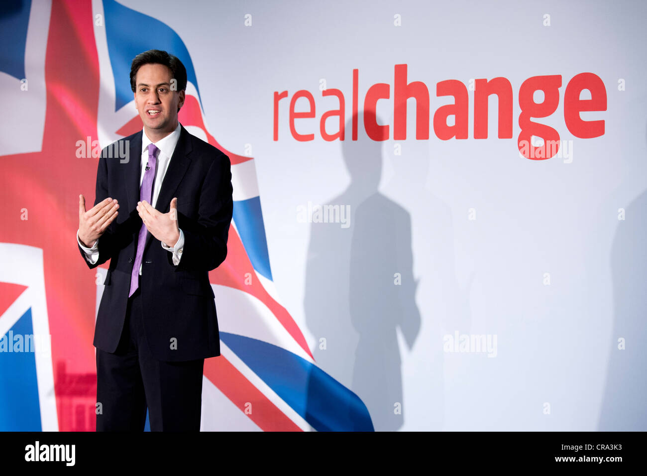 Labour Leader Ed Miliband Rede auf der Konferenz der Labour Partei nationale Politik in Birmingham. Stockfoto